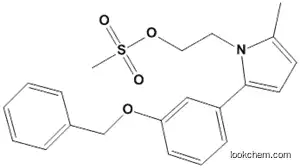 Molecular Structure of 494851-08-0 (1H-Pyrrole-1-ethanol, 2-methyl-5-[3-(phenylmethoxy)phenyl]-,methanesulfonate (ester))